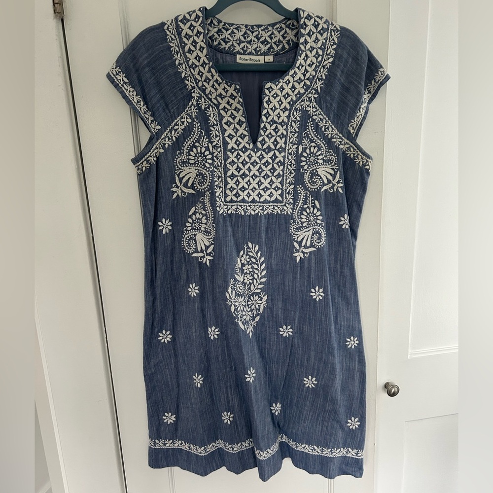 Roller Rabbit Blue and White Embroidered Dress